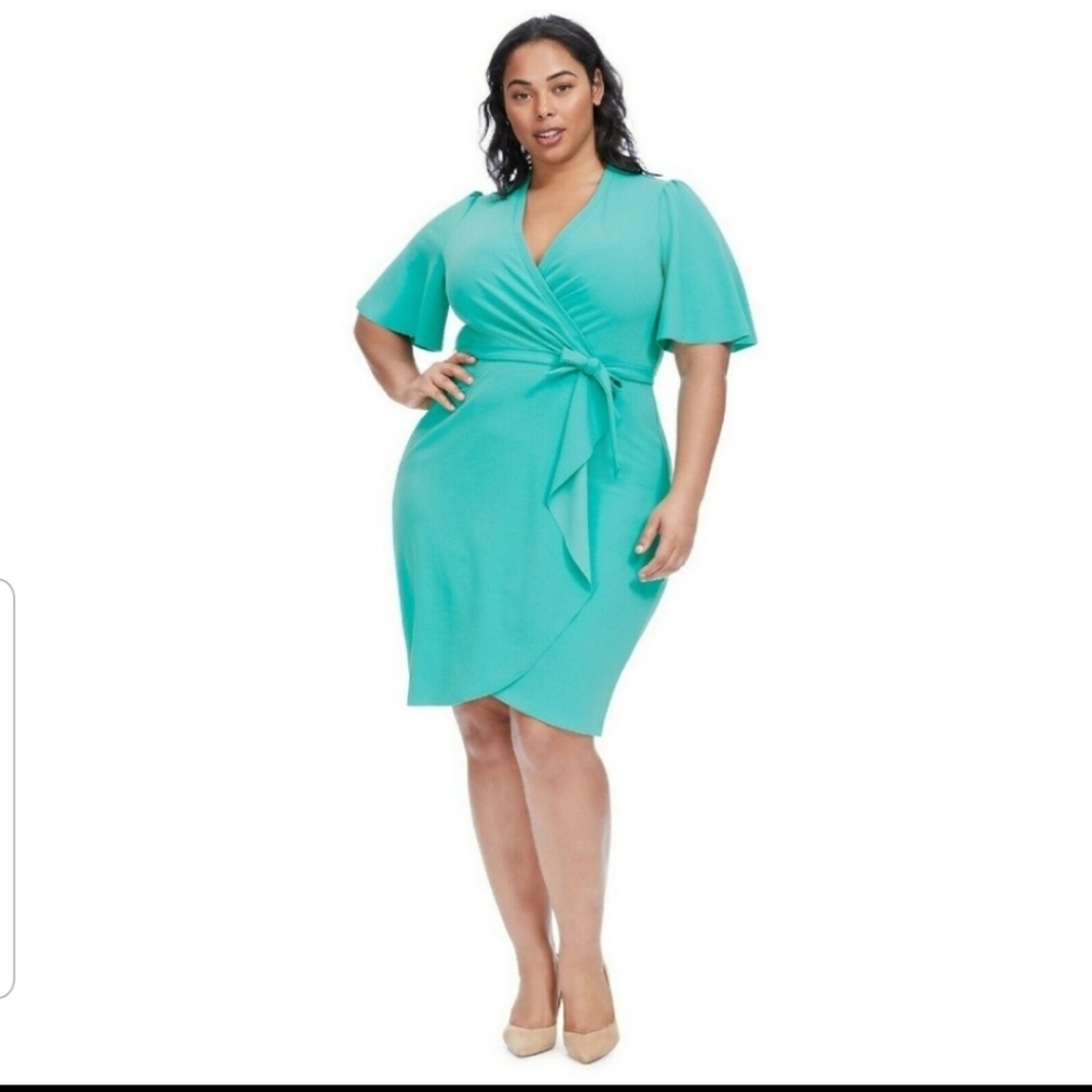 Donna Morgan 14 16 18 Faux Wrap Dress NO BELT N5P